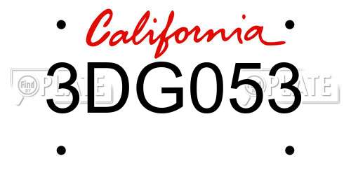 3DG053 California License Plate