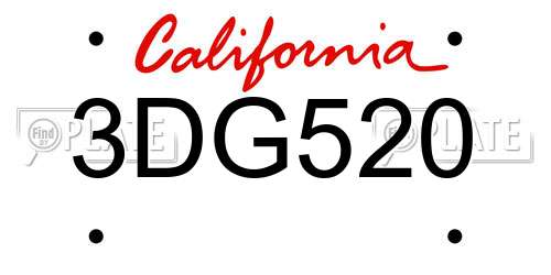 3DG520 California License Plate