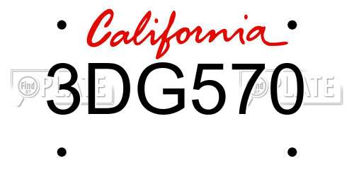 3DG570 California License Plate