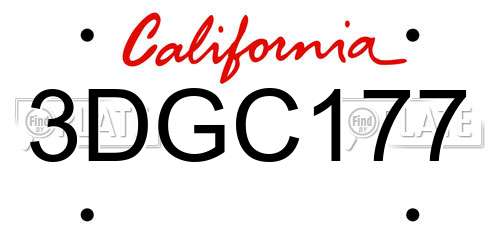 3DGC177 California License Plate