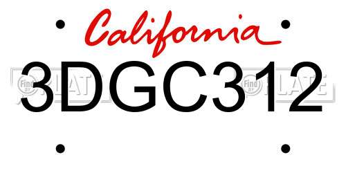 3DGC312 California License Plate