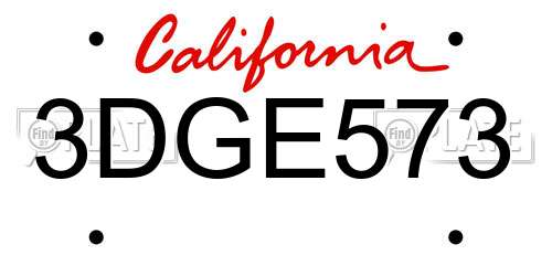 3DGE573 California License Plate