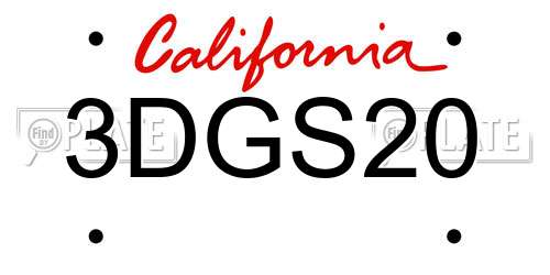 3DGS20 California License Plate