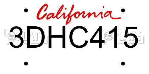 3DHC415 California License Plate
