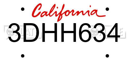 3DHH634 California License Plate