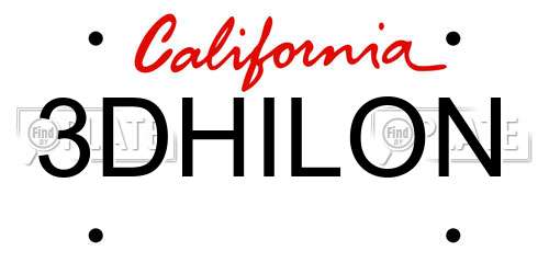 3DHILON California License Plate