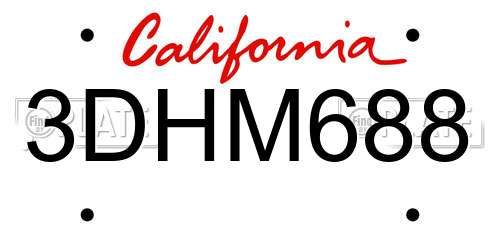 3DHM688 California License Plate