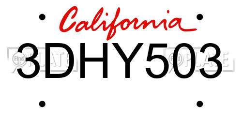 3DHY503 California License Plate