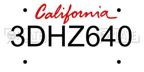 3DHZ640 California License Plate