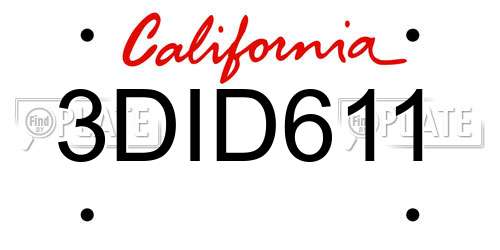 3DID611 California License Plate
