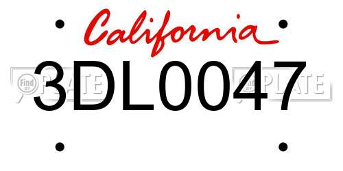 3DL0047 California License Plate