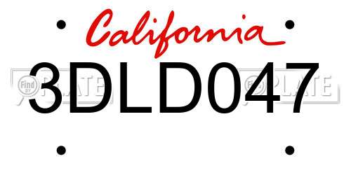 3DLD047 California License Plate