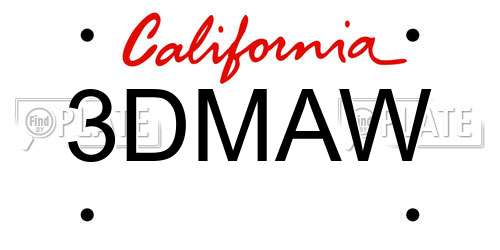 3DMAW California License Plate