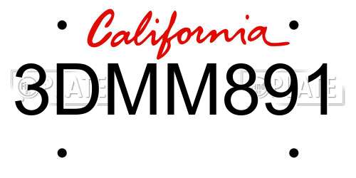 3DMM891 California License Plate