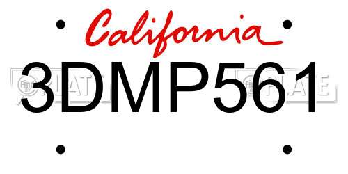 3DMP561 California License Plate