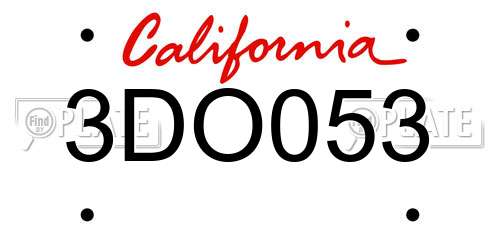 3DO053 California License Plate