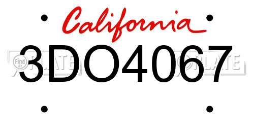 3DO4067 California License Plate