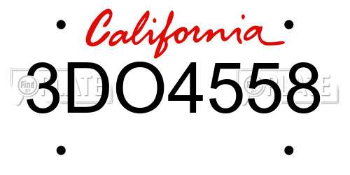 3DO4558 California License Plate