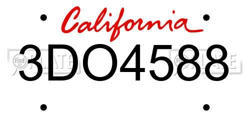 3DO4588 California License Plate