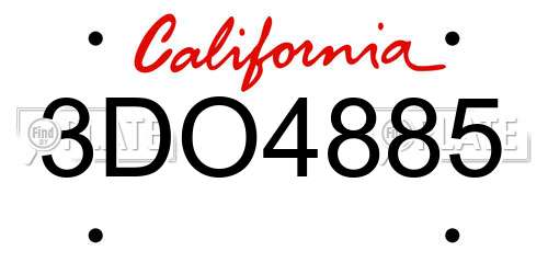 3DO4885 California License Plate