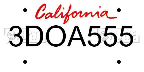 3DOA555 California License Plate