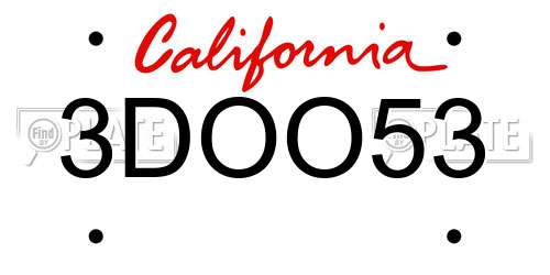 3DOO53 California License Plate