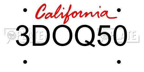 3DOQ50 California License Plate