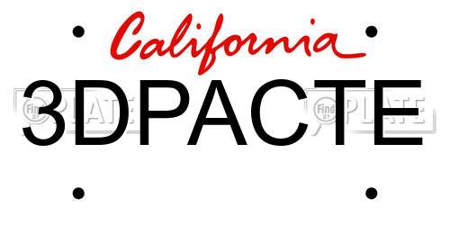 3DPACTE California License Plate