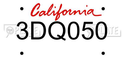 3DQ050 California License Plate