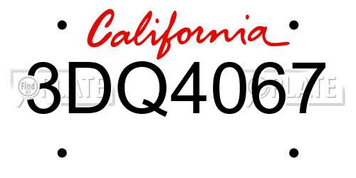 3DQ4067 California License Plate