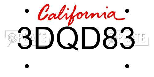 3DQD83 California License Plate