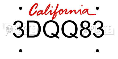 3DQQ83 California License Plate