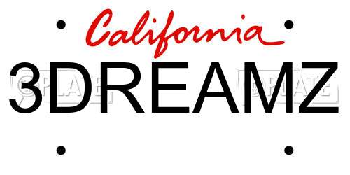 3DREAMZ California License Plate
