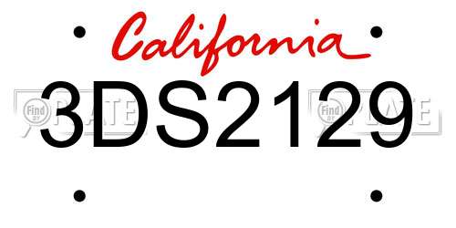 3DS2129 California License Plate