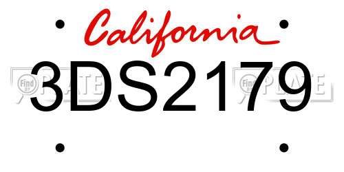 3DS2179 California License Plate