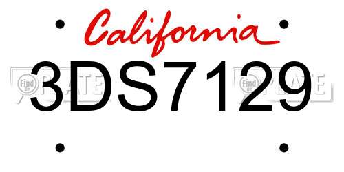 3DS7129 California License Plate