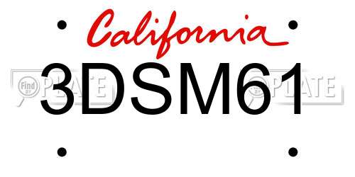 3DSM61 California License Plate