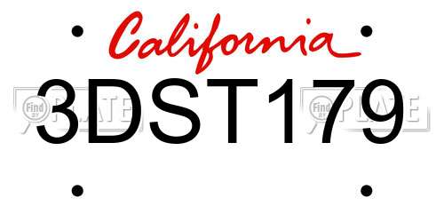 3DST179 California License Plate
