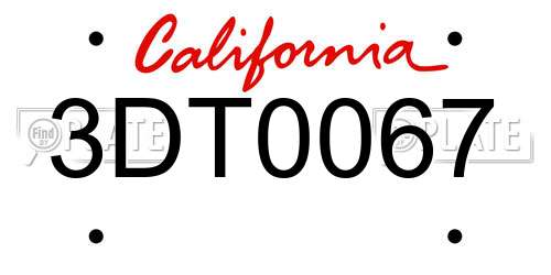3DT0067 California License Plate