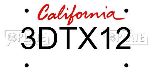 3DTX12 California License Plate