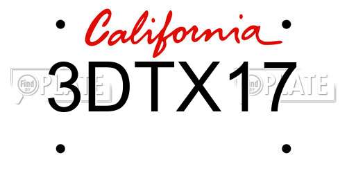 3DTX17 California License Plate