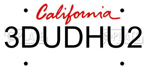 3DUDHU2 California License Plate