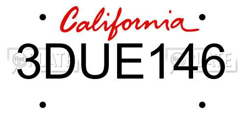 3DUE146 California License Plate