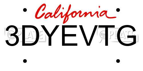 3DYEVTG California License Plate