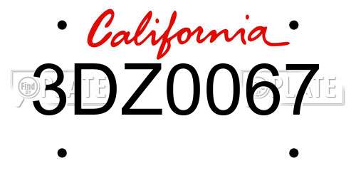 3DZ0067 California License Plate