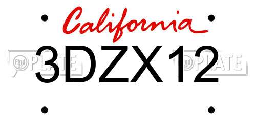 3DZX12 California License Plate