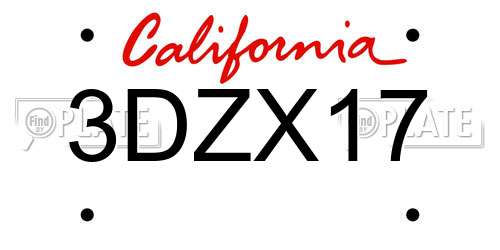 3DZX17 California License Plate