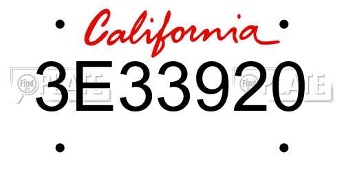 3E33920 California License Plate
