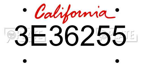 3E36255 California License Plate
