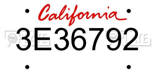 3E36792 California License Plate